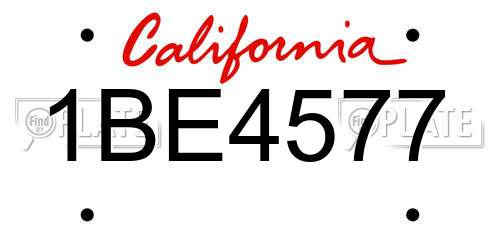 1BE4577 California License Plate
