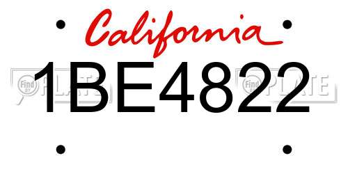 1BE4822 California License Plate