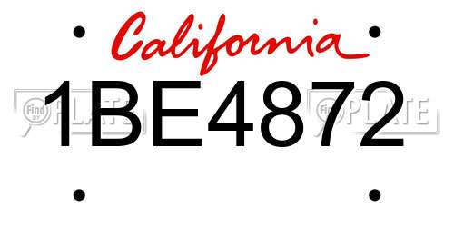 1BE4872 California License Plate