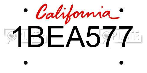 1BEA577 California License Plate