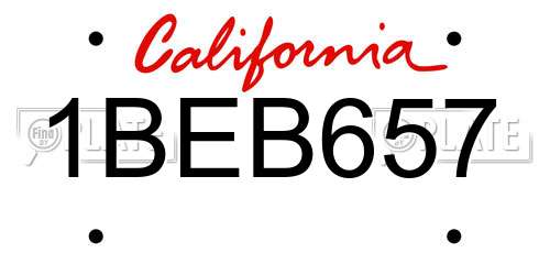 1BEB657 California License Plate