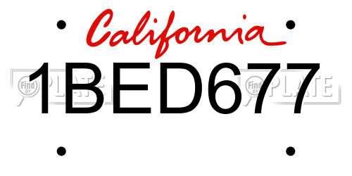 1BED677 California License Plate