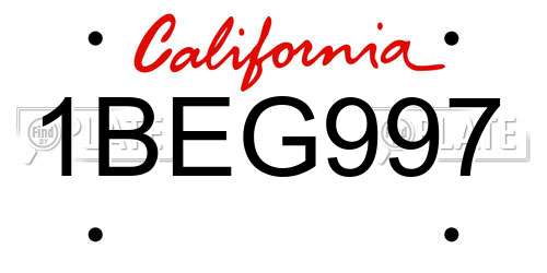 1BEG997 California License Plate