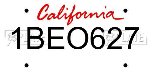 1BEO627 California License Plate