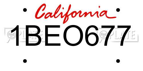 1BEO677 California License Plate