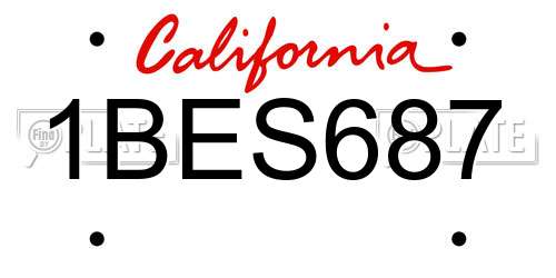 1BES687 California License Plate