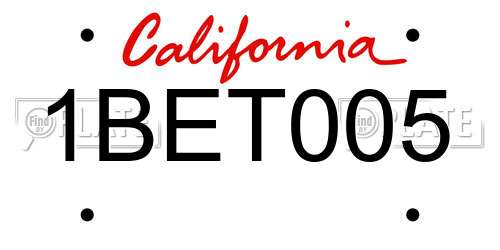 1BET005 California License Plate