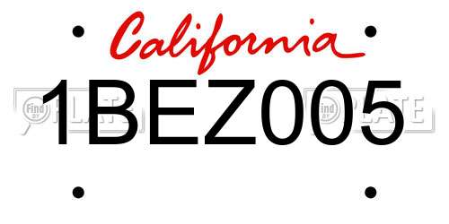 1BEZ005 California License Plate
