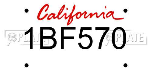1BF570 California License Plate