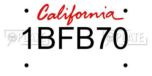 1BFB70 California License Plate