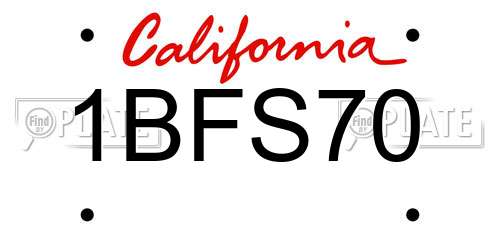 1BFS70 California License Plate