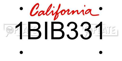 1BIB331 California License Plate