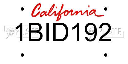 1BID192 California License Plate