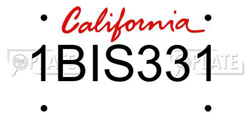 1BIS331 California License Plate