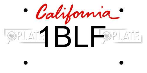 1BLF California License Plate