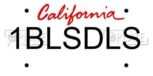 1BLSDLS California License Plate