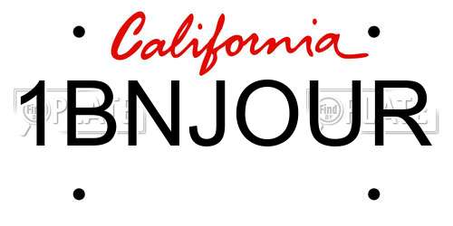 1BNJOUR California License Plate