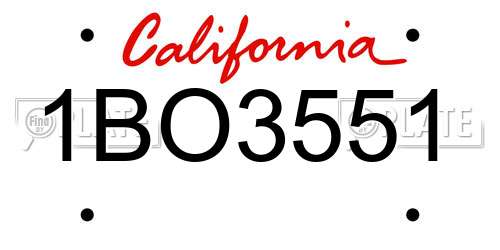 1BO3551 California License Plate