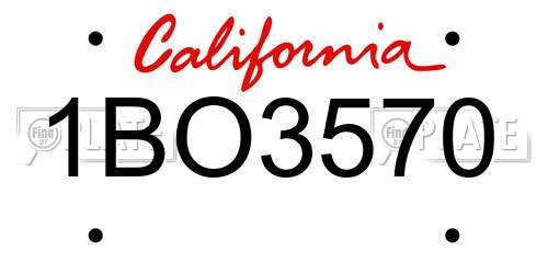 1BO3570 California License Plate
