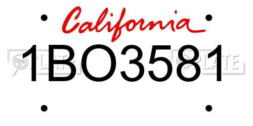 1BO3581 California License Plate