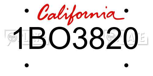 1BO3820 California License Plate