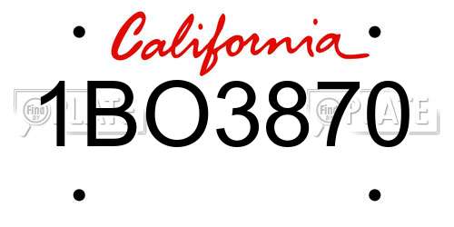 1BO3870 California License Plate