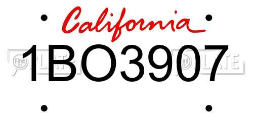 1BO3907 California License Plate