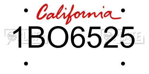 1BO6525 California License Plate
