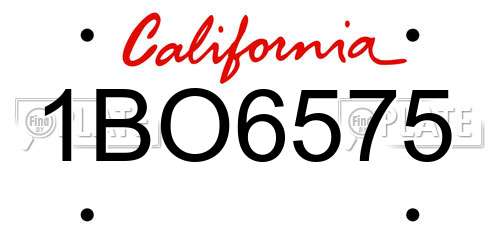1BO6575 California License Plate