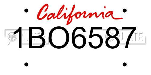 1BO6587 California License Plate