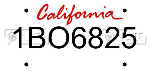 1BO6825 California License Plate
