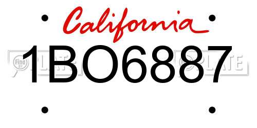 1BO6887 California License Plate