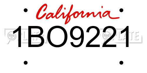 1BO9221 California License Plate