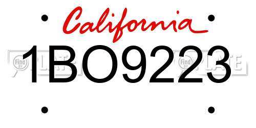 1BO9223 California License Plate