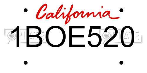 1BOE520 California License Plate