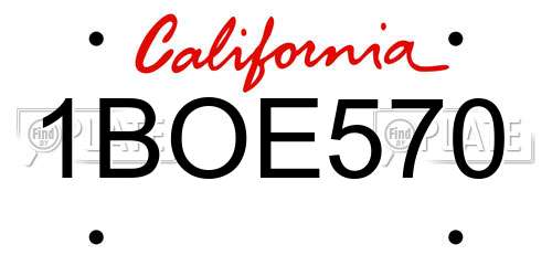 1BOE570 California License Plate