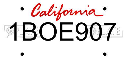 1BOE907 California License Plate