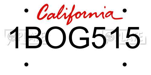 1BOG515 California License Plate