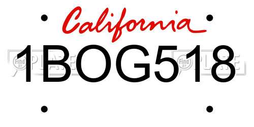 1BOG518 California License Plate