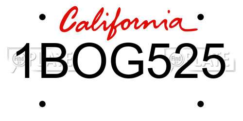 1BOG525 California License Plate