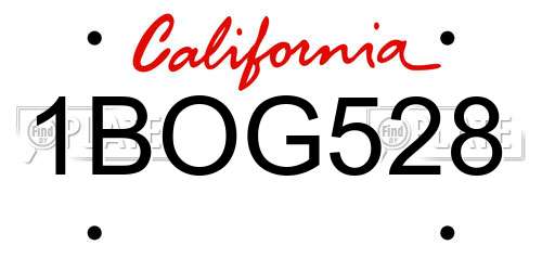 1BOG528 California License Plate