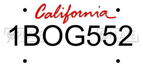 1BOG552 California License Plate