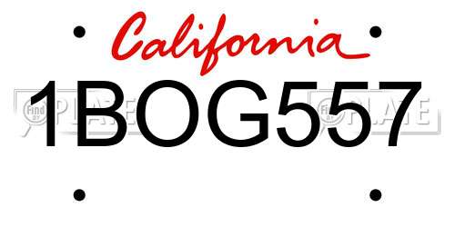 1BOG557 California License Plate