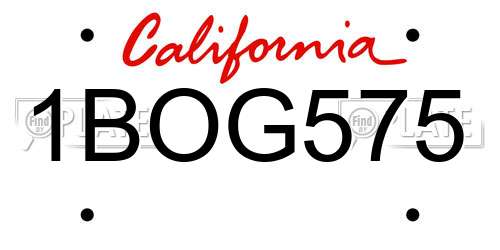 1BOG575 California License Plate