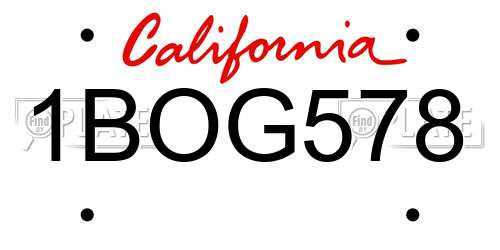 1BOG578 California License Plate