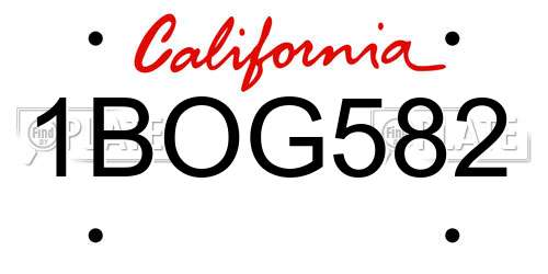 1BOG582 California License Plate