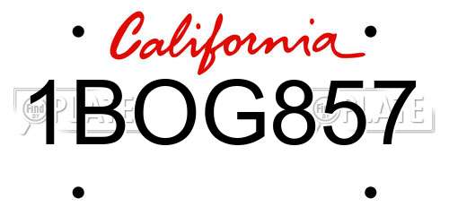1BOG857 California License Plate