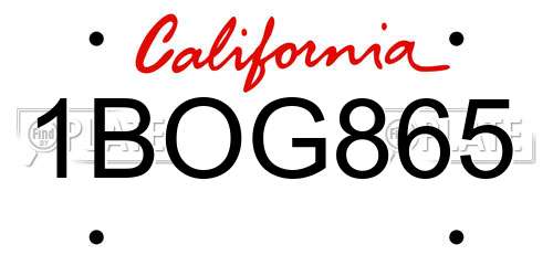 1BOG865 California License Plate