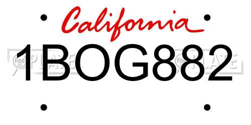 1BOG882 California License Plate