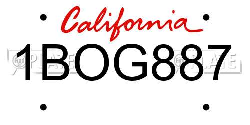 1BOG887 California License Plate